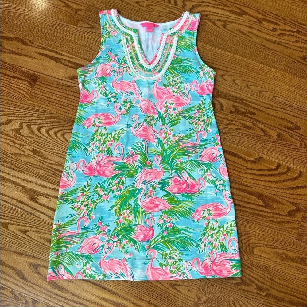Lilly Pulitzer Pink and Blue Flamingo Dress